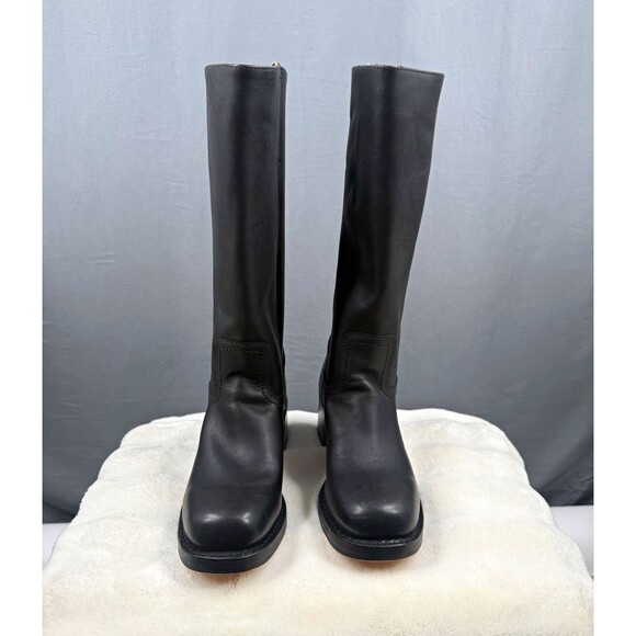 Frye Shoes - Frye Campus 14L Women's Black Leather Pull-On Wide Calf Knee High Boots 8